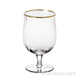 verres à vin transparents personnalisés avec jante en or